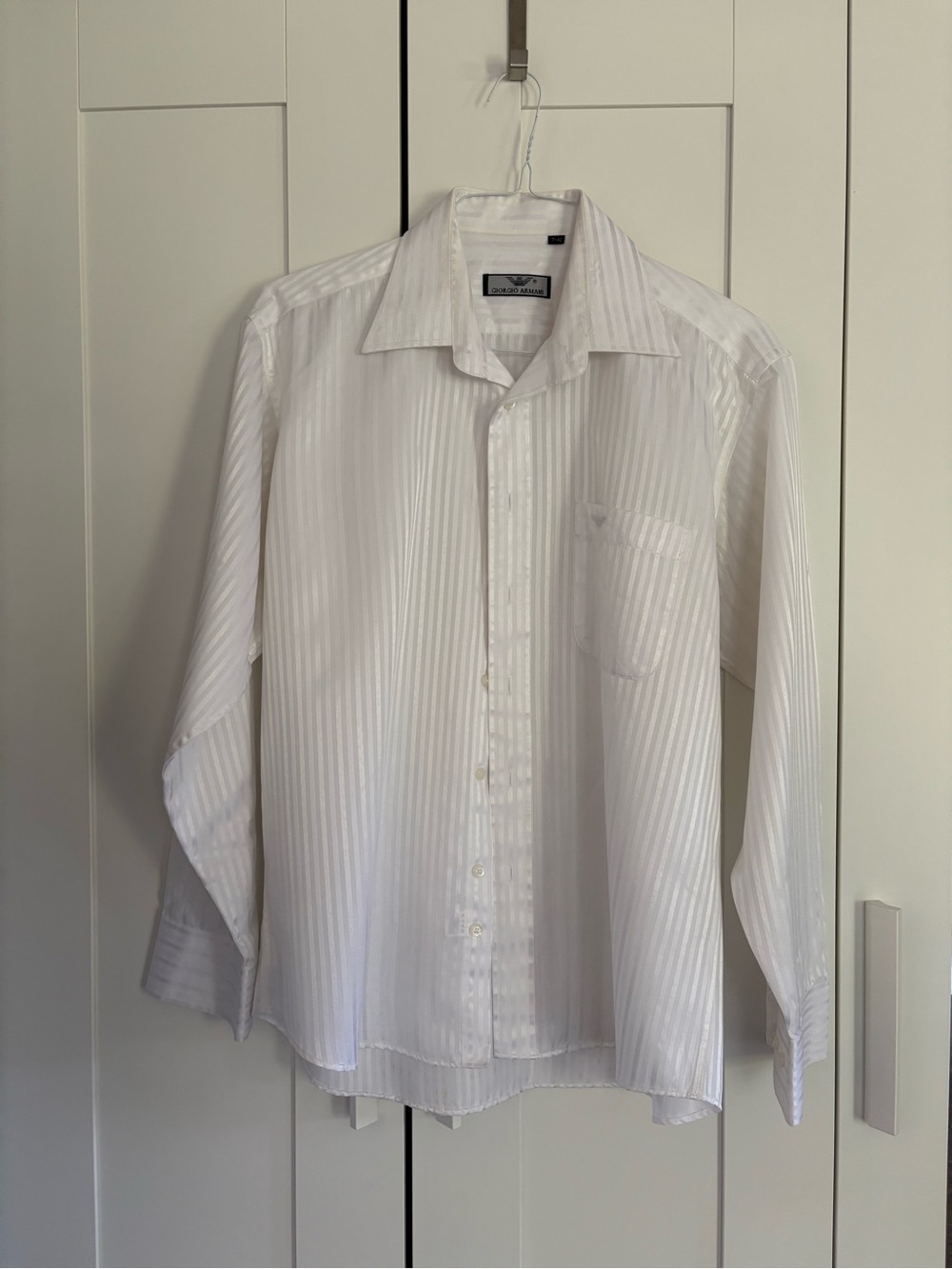 Giorgio Armani White Pinstripe Dress Shirt